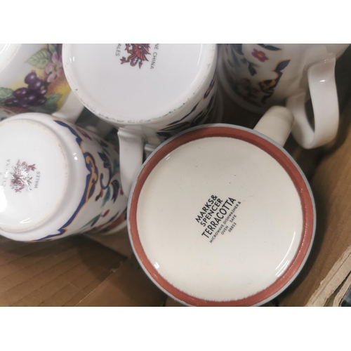 165 - Box containing large quantity of 30x ceramic mugs inc. Duchess fine bone china, Welsh bone china, 2x... 