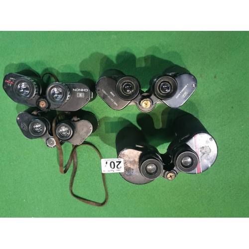 207 - Collection of 4x pairs of binoculars inc Chinc 10x35, vintage pair by Ross of London and a Pair of 1... 