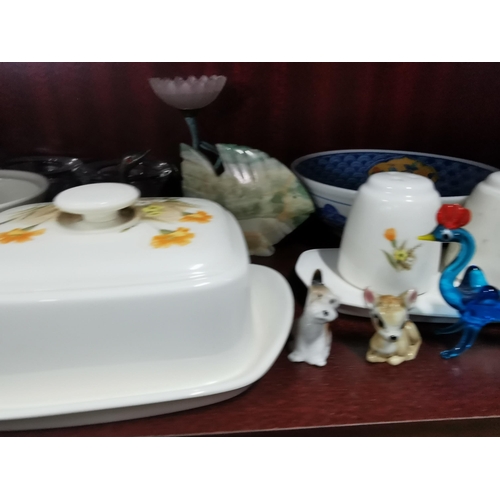 237 - Collection of glassware and ceramics inc a Aqua Pura set, Portmeirion jug, etched vinaigrette etc. J... 