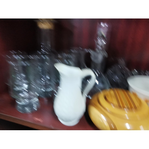 237 - Collection of glassware and ceramics inc a Aqua Pura set, Portmeirion jug, etched vinaigrette etc. J... 