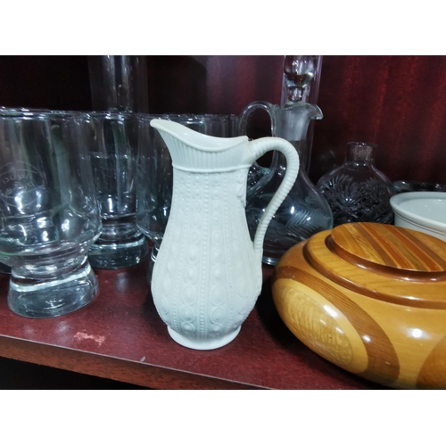 237 - Collection of glassware and ceramics inc a Aqua Pura set, Portmeirion jug, etched vinaigrette etc. J... 