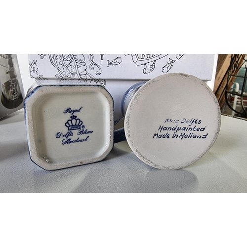 108 - Two vintage Delft blue & white pots along with boxed as new multi chopper Duronic