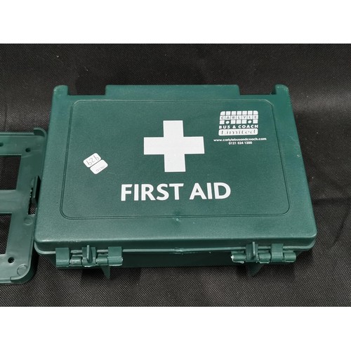 27 - Brand new Green first aid box, wall mountable with all its contents