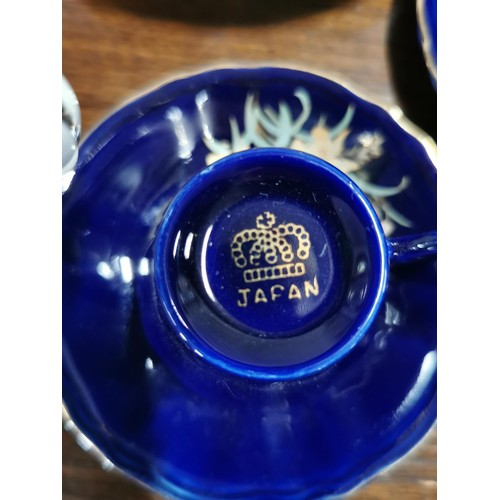 94 - 2x partial tea sets inc. oriental Japanese 15 piece set, inc a teapot. In a gilded blue floral glaze... 