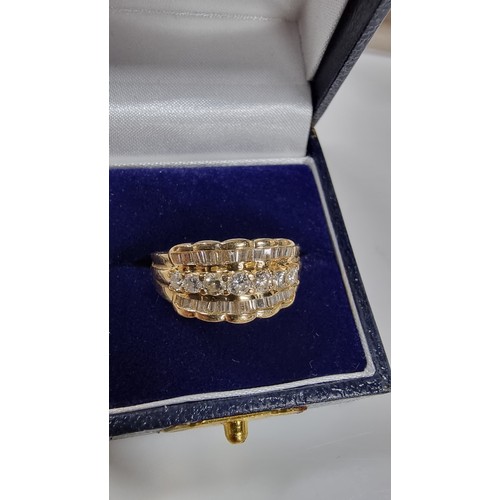 309 - 14ct Yellow Gold cluster diamond ring, with 41 Genuine Diamonds. With central set 7x Round Diamonds ... 