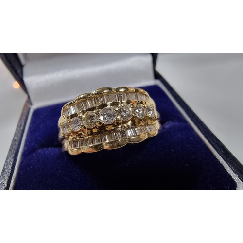 309 - 14ct Yellow Gold cluster diamond ring, with 41 Genuine Diamonds. With central set 7x Round Diamonds ... 