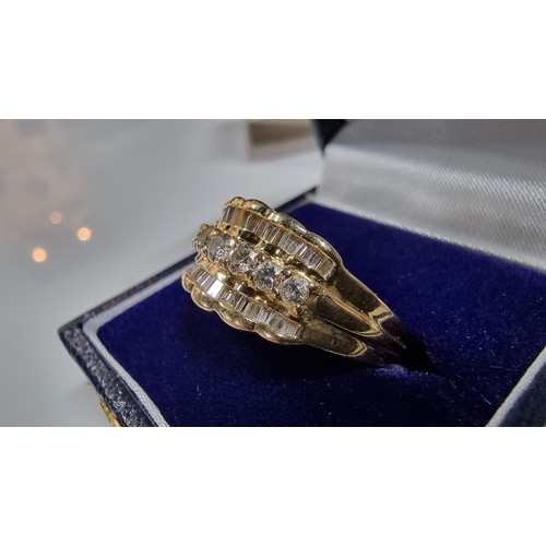 309 - 14ct Yellow Gold cluster diamond ring, with 41 Genuine Diamonds. With central set 7x Round Diamonds ... 