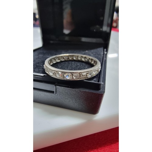 311 - Stunning antique Edwardian 1 carat Platinum diamond eternity ring featuring 25 old round cut natural... 