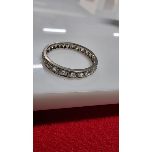 311 - Stunning antique Edwardian 1 carat Platinum diamond eternity ring featuring 25 old round cut natural... 