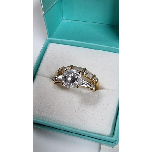 315 - 14ct yellow gold stacking rings QVC signed Diamonique set both hallmarked. Total weight 4g appear to... 