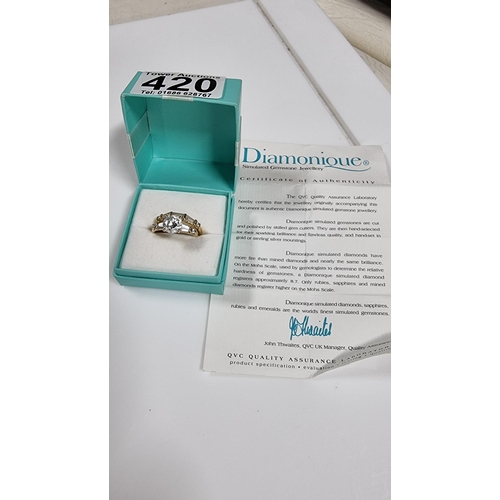 315 - 14ct yellow gold stacking rings QVC signed Diamonique set both hallmarked. Total weight 4g appear to... 