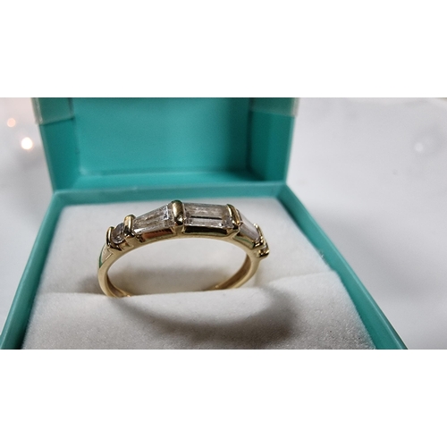 315 - 14ct yellow gold stacking rings QVC signed Diamonique set both hallmarked. Total weight 4g appear to... 