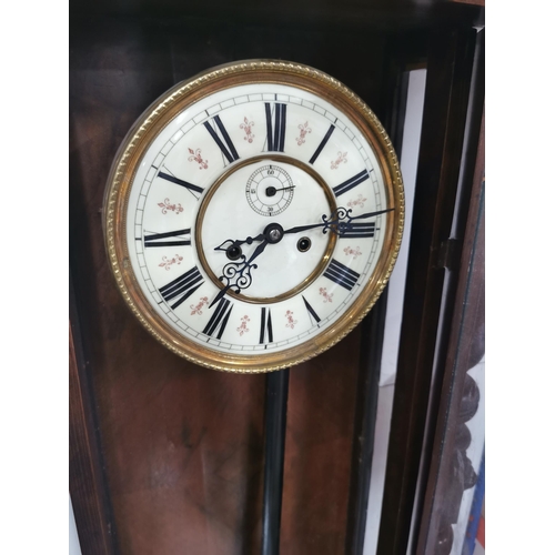 360 - K & C Freiburg Vschles large Victorian Vienna Regulator wall clock with enamel dial & subsidiary sec... 