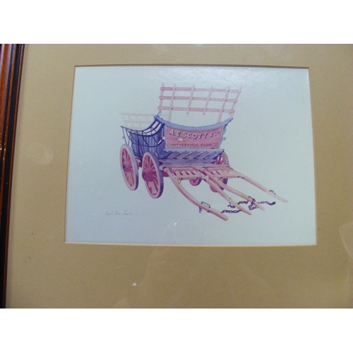 192 - Four framed and glazed ink drawings of carts, all signed