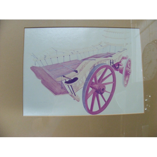 192 - Four framed and glazed ink drawings of carts, all signed