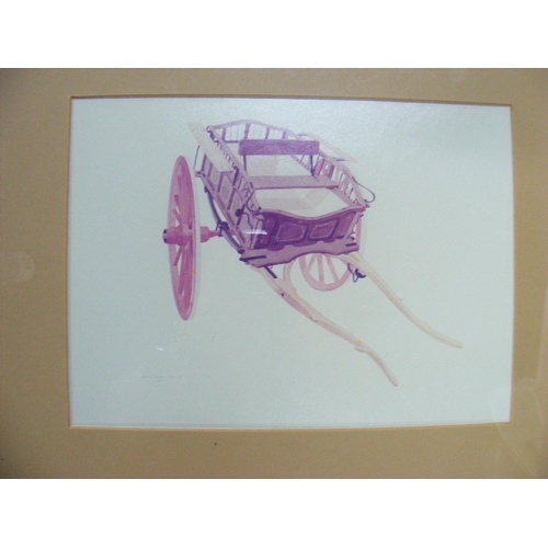 192 - Four framed and glazed ink drawings of carts, all signed