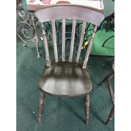 515 - Pair of farmhouse chairs painted in an elm colour in very good condition. Stands at 92cm height.