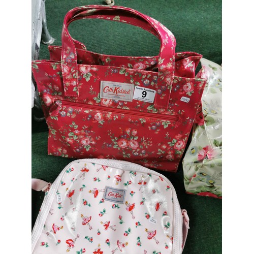 9 - Collection of 3x Cath Kidston shopping bags along with a Cantella Polkadot handbag. Largest bag meas... 