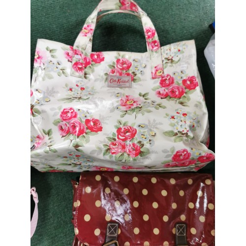 9 - Collection of 3x Cath Kidston shopping bags along with a Cantella Polkadot handbag. Largest bag meas... 