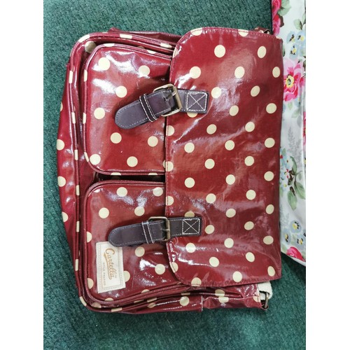 9 - Collection of 3x Cath Kidston shopping bags along with a Cantella Polkadot handbag. Largest bag meas... 