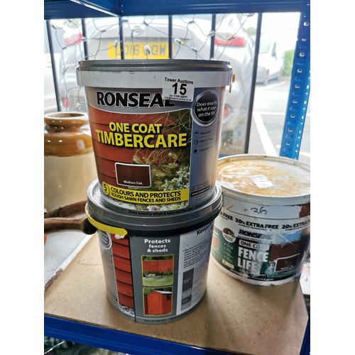 15 - 3x 5 litre Ronseal medium oak timber care