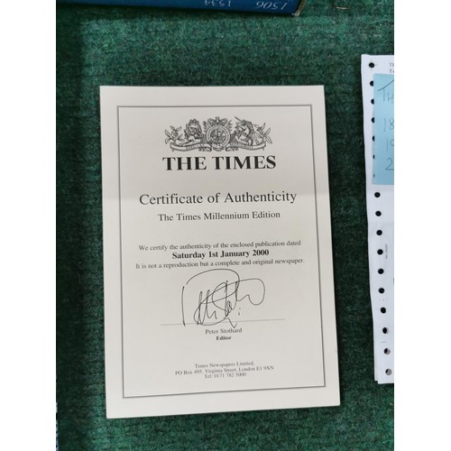 17 - Boxed The Times Millenium edition with a COA stating they are real newspapers dated January 1st 1800... 