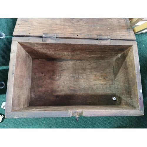 19 - Wooden antique toolbox with original clasp. Height of 26cm x length 50cm x depth 30cm