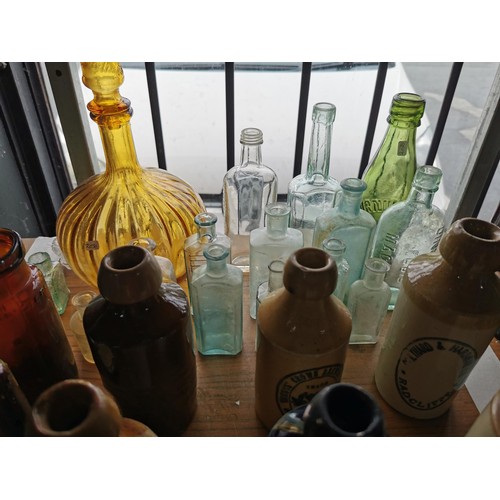 38 - Collection of approx 22 vintage bottles and jars inc 6 earthen ware beer pots, inc Owestry, neath et... 