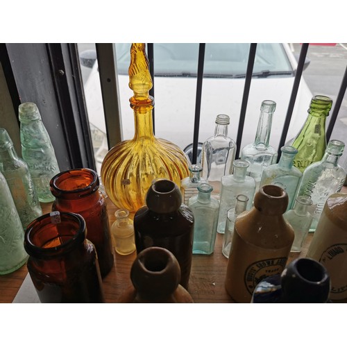 38 - Collection of approx 22 vintage bottles and jars inc 6 earthen ware beer pots, inc Owestry, neath et... 