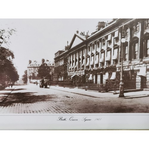 40 - 2 x black and white framed photographs of the old bridge and Queen square in Bath along with a boxed... 