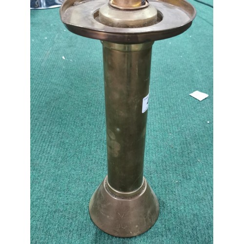 48 - Trench Art Brass Oil Lamp, in need of restoration. 48cm