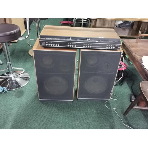 50 - Luxor Dirigent 7100 Stereo Ambiophone complete with original Teak Luxor Speakers. Speakers 61cm H, 3... 