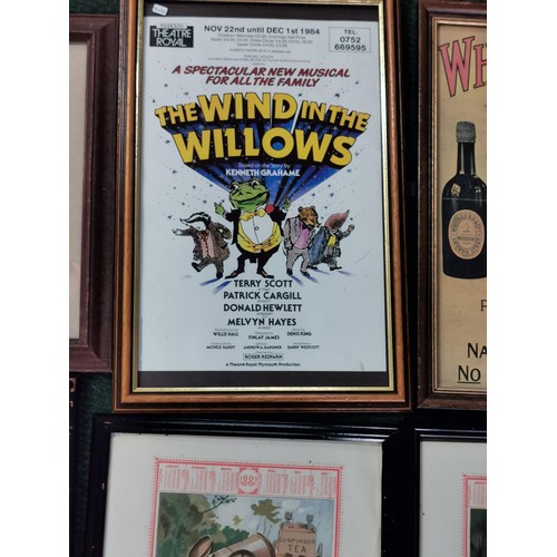 60 - Quantity of 8 frame and glazed prints, inc wind in the willows plymouth theatre. 1882 Williams Rober... 