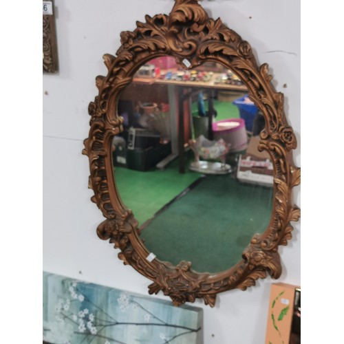 66 - 2 Ornate wall hanging mirrors, one with a crown decoration to the top, both in good order. Tallest m... 