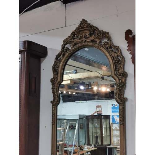 66 - 2 Ornate wall hanging mirrors, one with a crown decoration to the top, both in good order. Tallest m... 