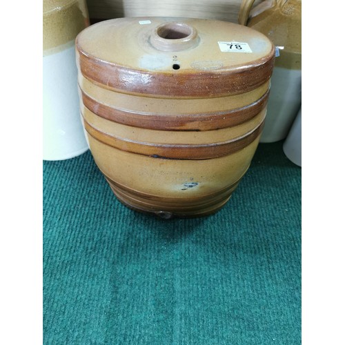 78 - J Stiff London Pottery Lambeth No. 2 earthenware ribbed oval cask in very good order, stamped to the... 