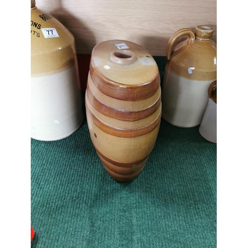 78 - J Stiff London Pottery Lambeth No. 2 earthenware ribbed oval cask in very good order, stamped to the... 