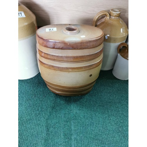 78 - J Stiff London Pottery Lambeth No. 2 earthenware ribbed oval cask in very good order, stamped to the... 