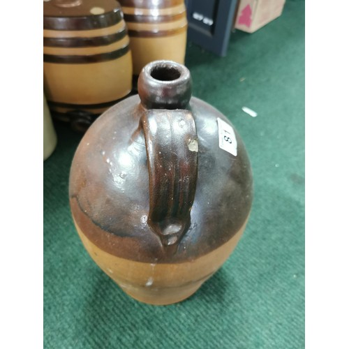 81 - Drip glaze earthen ware flagon in good order, 40cm high.