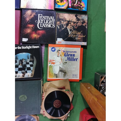 86 - 18x boxsets of LP's along with a quantity of loose 78's inc Rock Revival, Glen Miller, Perry Como et... 