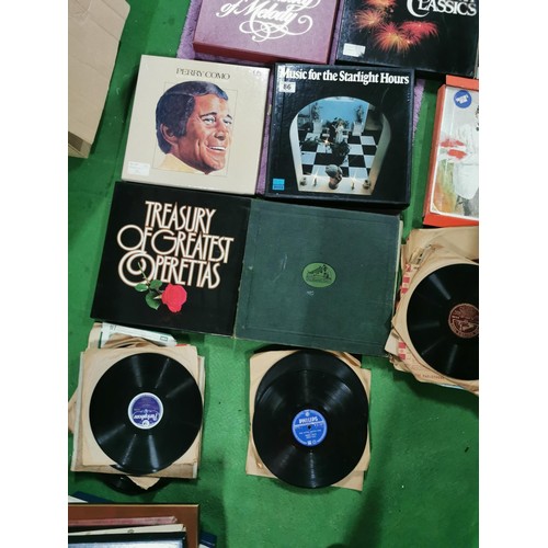 86 - 18x boxsets of LP's along with a quantity of loose 78's inc Rock Revival, Glen Miller, Perry Como et... 