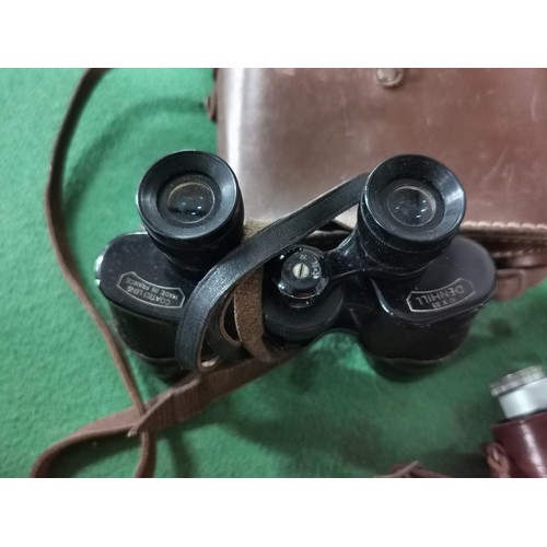 96 - Small quantity of collectables inc a cased pair of Denhill 10x35 binoculars, Solida 1, 6-20 