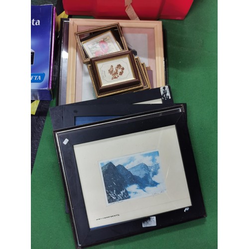 103 - Large quantity of framed prints along with a Fourtec digital set top box etc