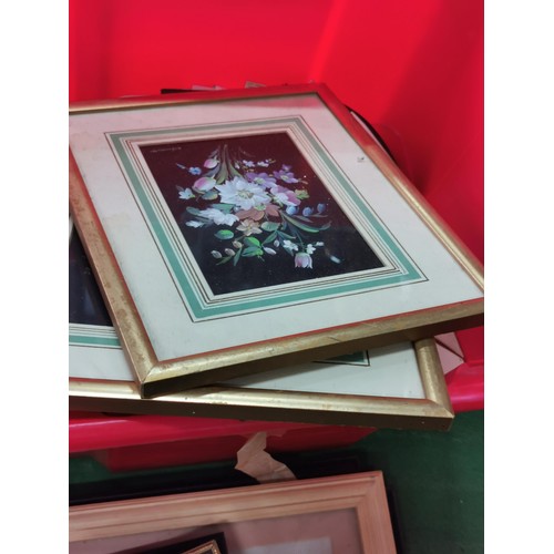 103 - Large quantity of framed prints along with a Fourtec digital set top box etc