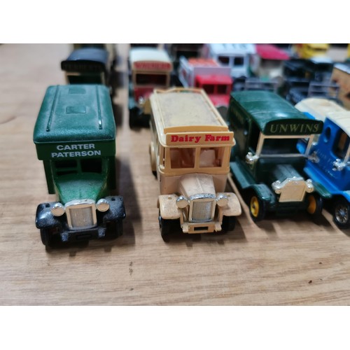 118 - Collection of 28x Lledo and Matchbox advertising lorries inc Walker's Crisps, Yorkshire Tea, Texaco ... 