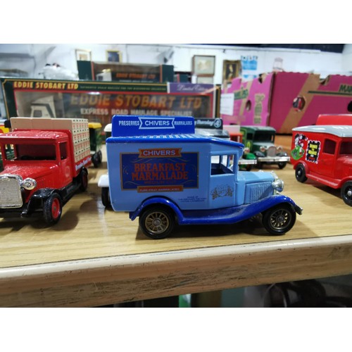 121 - Collection of 16x advertising trucks by Lledo inc Brooke Bond, Exchange and Mart, Unwins