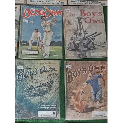 147 - Collection of 12 Boys Own magazines dated from 1915,1917,1937,1941 all been protected in plastic sle... 