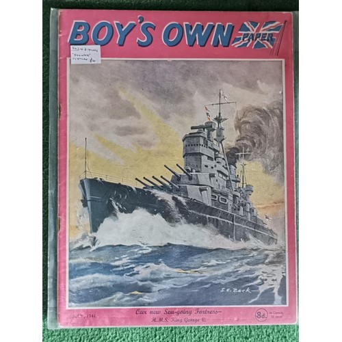 147 - Collection of 12 Boys Own magazines dated from 1915,1917,1937,1941 all been protected in plastic sle... 