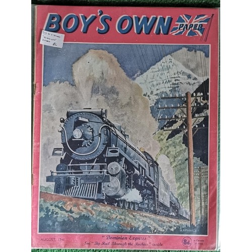 147 - Collection of 12 Boys Own magazines dated from 1915,1917,1937,1941 all been protected in plastic sle... 