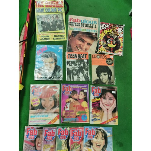 149 - 22x music related magazines inc 14x FAB 208, Teen Beat, an original Beatles poster etc